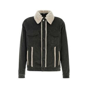 Fendi Men Dark Grey Velvet Jacket